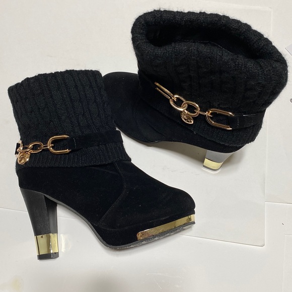 Black boots unworn with gold trim size 40 - Picture 2 of 11